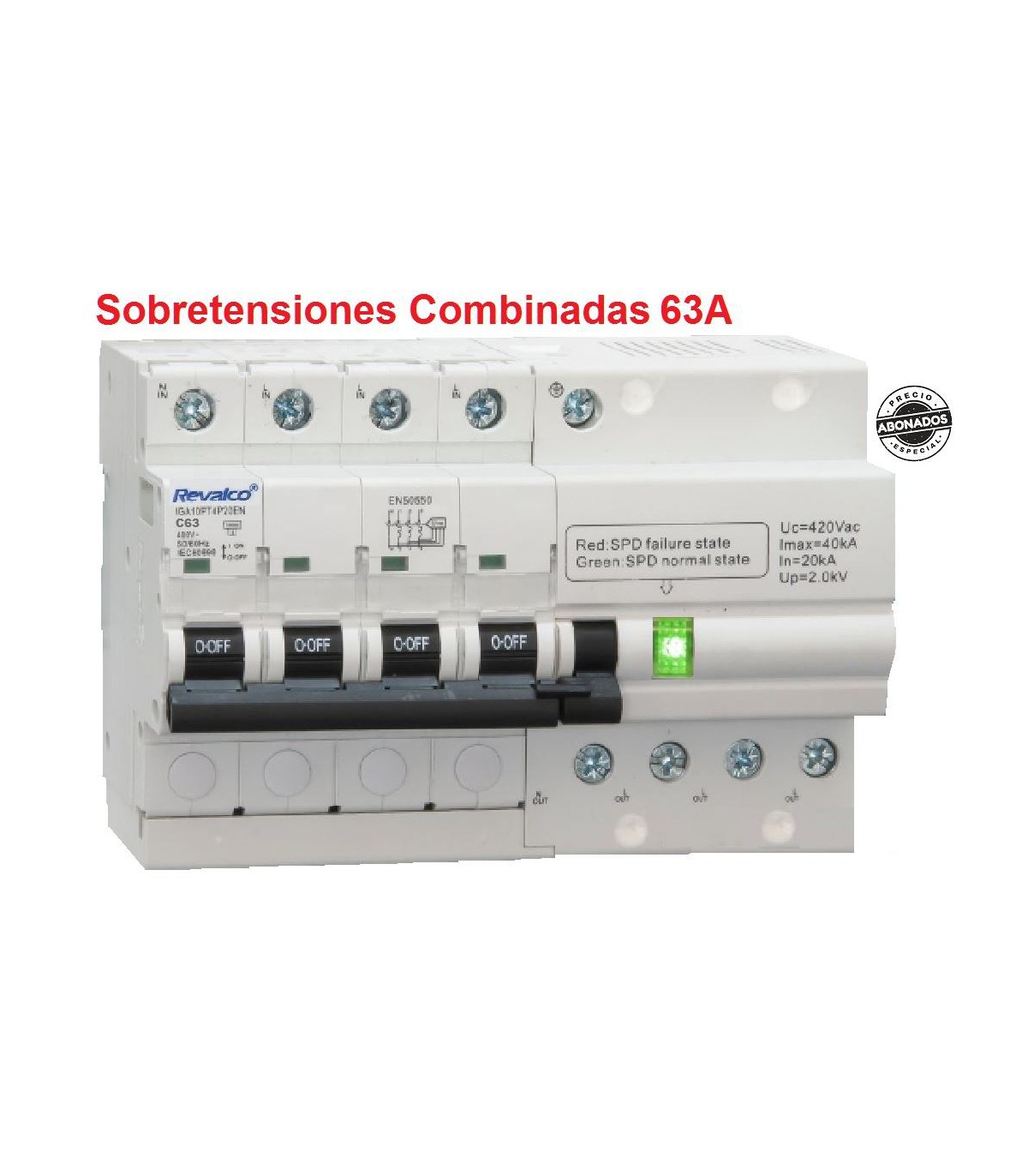 Protector Sobretensiones Permanentes + Transitorias 32A Combi IGA 1P+N 