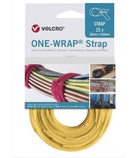 Bridas Reutilizables Velcro amarillo 20x330mm