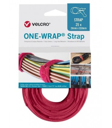 Bridas Reutilizables Velcro rojo 20x330mm