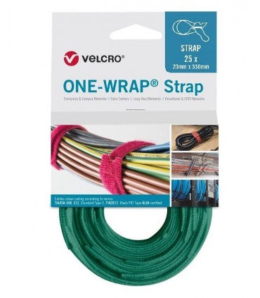 Bridas Reutilizables Velcro verde 20x330mm