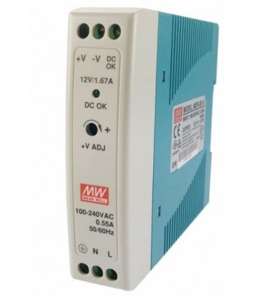 Fuente de alimentación rail DIN - 20W, 12V Mean Well