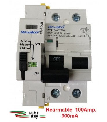 Diferencial Autorrearmable 100A 300mA 2 polos tipo AC 10kA módulo 18mm