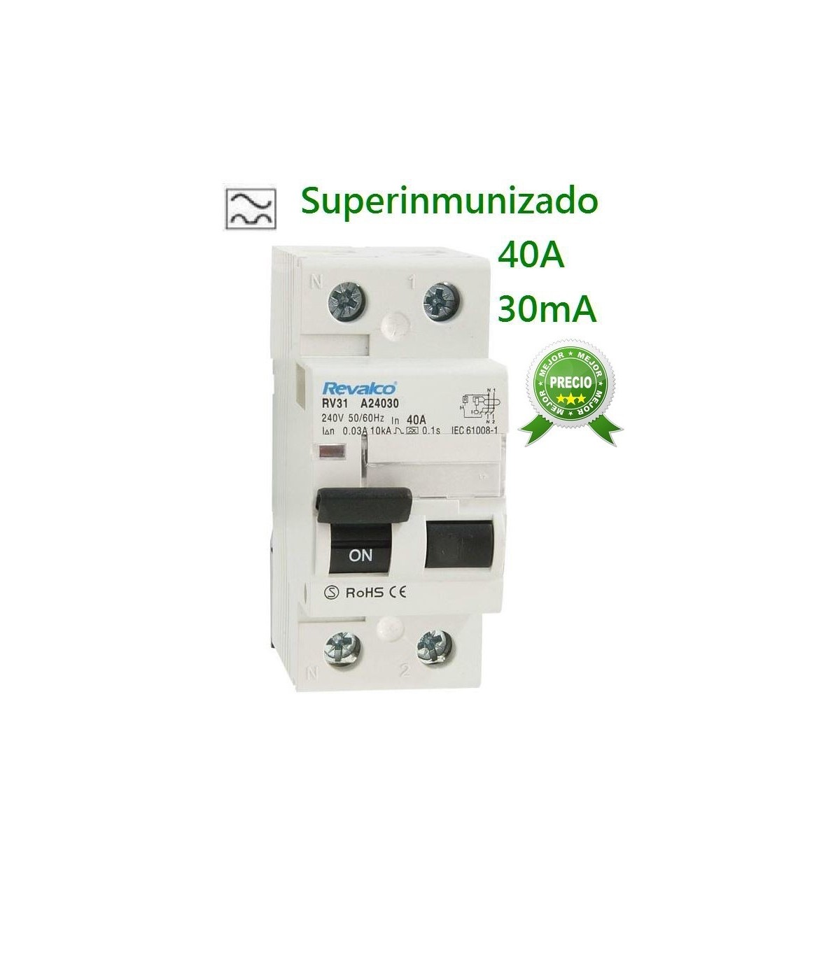 Diferencial Superinmunizado 2P 40A 30mA, compatible Autorrearmable