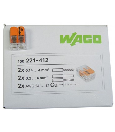 100 Conectores WAGO 221-412 4.0mm²  2 vías