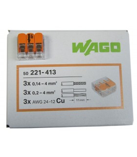 50 Conectores WAGO 221-413 4.0mm²  3 vías