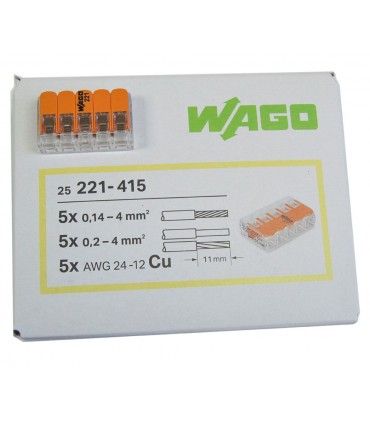 50 Conectores WAGO 221-415 4.0mm²  5 vías
