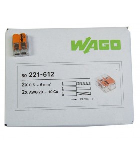 50 Conectores WAGO 221-612 6.0mm²  2 vías