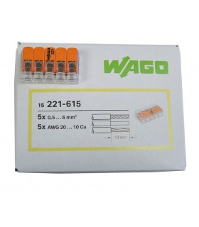 15 Conectores WAGO 221-615 6.0mm²  5 vías