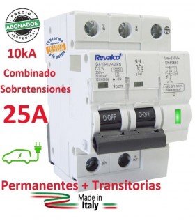 Protector 25A Combinado Sobretensiones con IGA 10kA Transitorias y Permanentes IGA10PT2P25EN