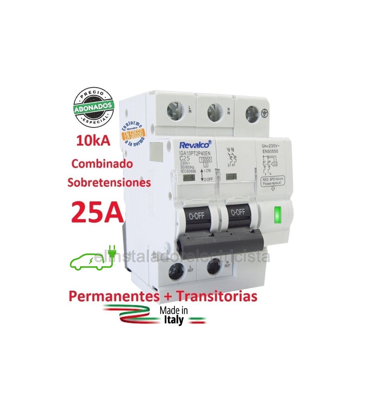 16305 - Limitador sobretensiones transitorias y permanentes IGA; Resi9  Combi; 3P+N; 25 A