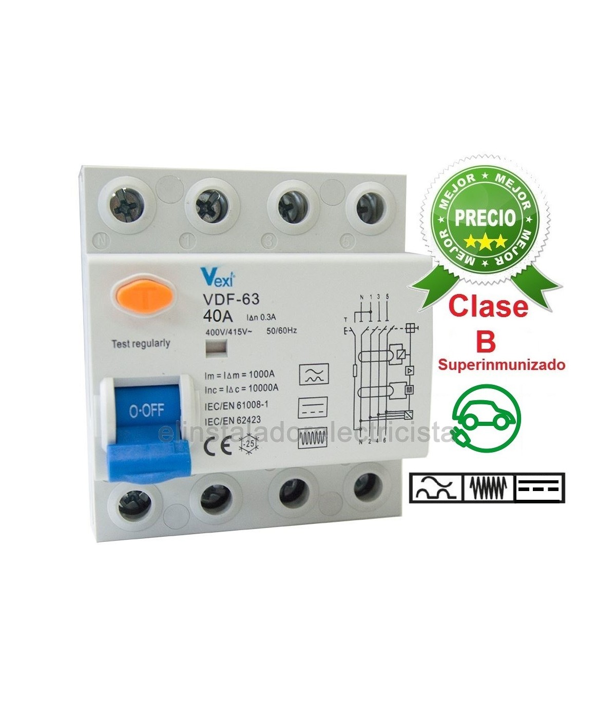 Diferencial Clase B Superinmunizado 4P 40Amp. 300mA mejor precio