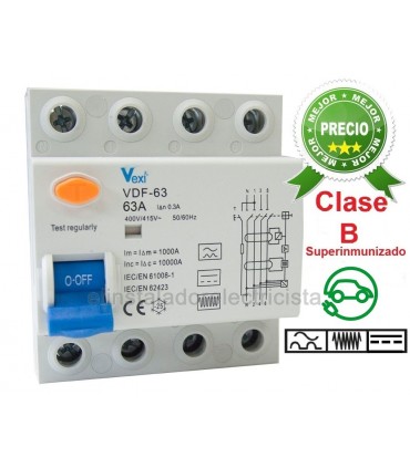 Diferencial Superinmunizado Clase B trifásico 63A 300mA