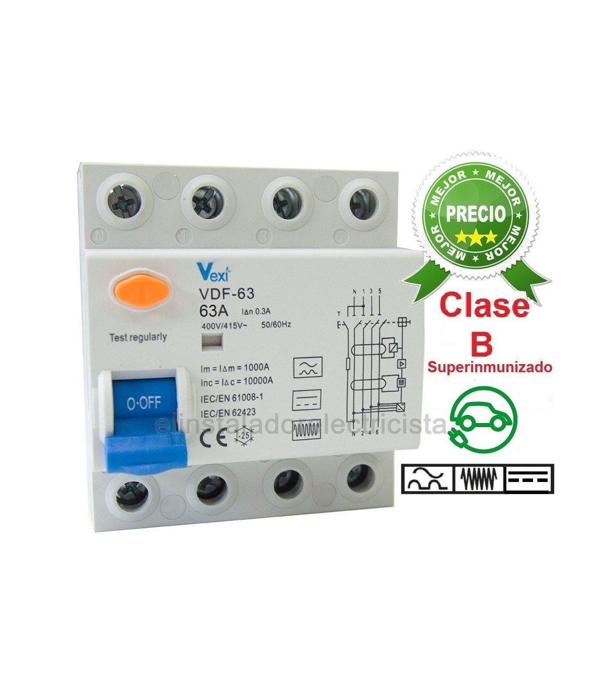 Diferencial Clase B Superinmunizado 4P 63Amp. 300mA mejor precio