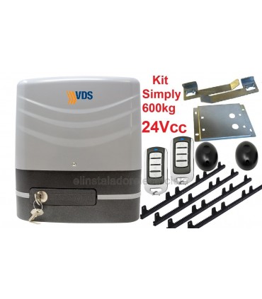 Kit Motor 24V Corredera 600kg VDS SIMPLY600 con cremalleras