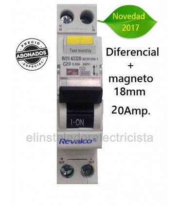 Diferencial + Automático VIGI 20A 1P+N, en 1 módulo