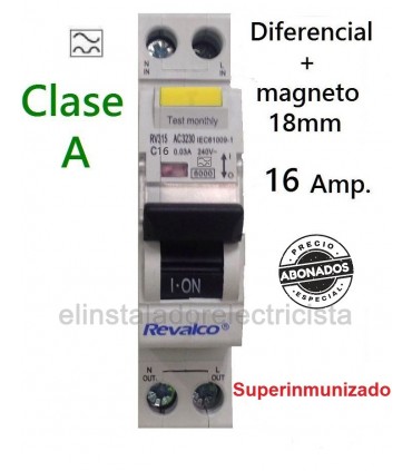 Diferencial Superinmunizado VIGI 16A  1P+N, en 1 módulo