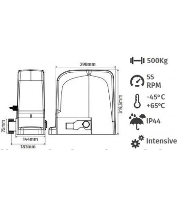 Kit Motor puerta Corredera Bravo 24V 500Kg.
