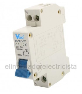 Magnetotérmico DPN 1P+N 3A, curva C - 4,5kA DZ4732C3
