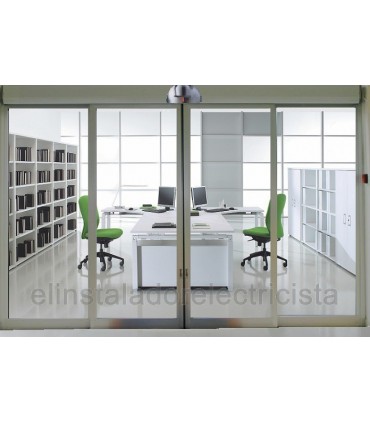 Puerta automática de cristal 2 hojas paso 2900mm