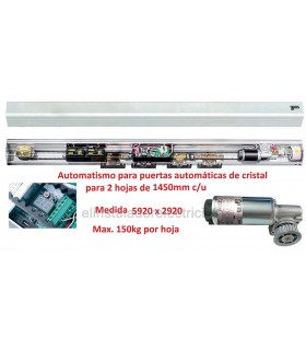 Puerta automática de cristal 2 hojas paso 2900mm