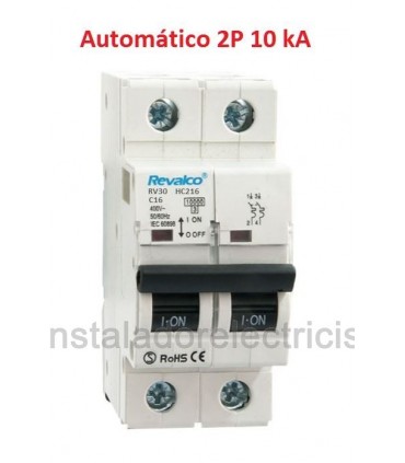 Magnetotérmico 2P 16A 10kA curva C Revalco