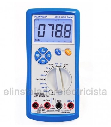 Multímetro Digital, 6000 Counts, USB, TrueRMS Peaktech 4390