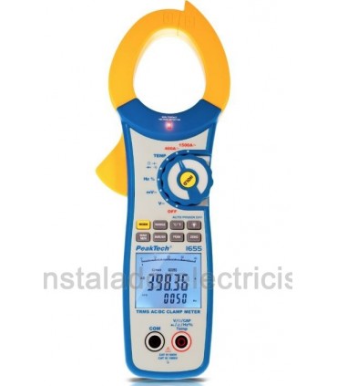 Pinza Amperimétrica TRMS, 1500A AC/DC Peaktech 1655