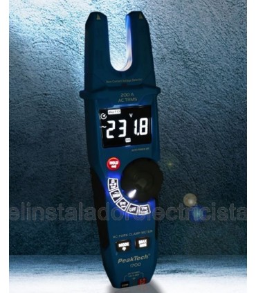 Medidor de Pinza en horquilla TRMS, 200A AC 1000V Peaktech 1700