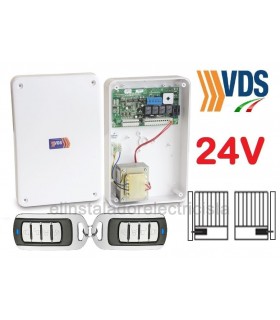 Cuadro de control 2 hojas batientes 24V + transformador + 2 mandos