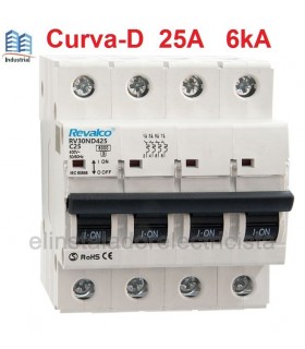 Automático 25A 4 polos Curva-D 6kA