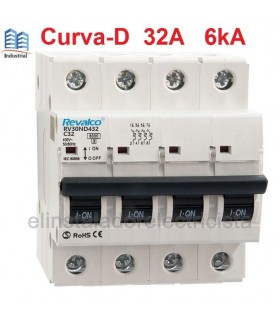 Automático 32A 4 polos Curva-D 6kA