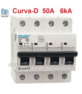 Automático 50A 4 polos Curva-D 6kA