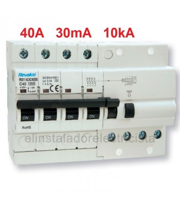 Automático 4P 40A 10kA con Diferencial Incorporado (10kA)