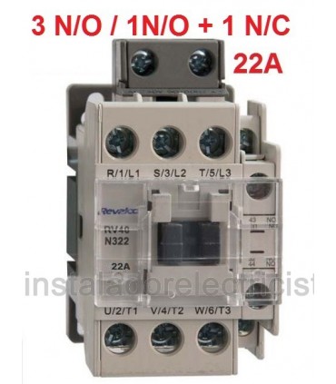 Contactor tripolar 22A, 1NO+1NC a 230Vac
