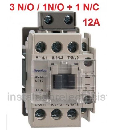 Contactor tripolar 12A, 1NO+1NC a 230Vac