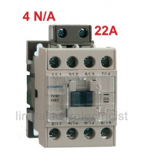 Contactor 4P, 22A, 4 N/O a 230Vac