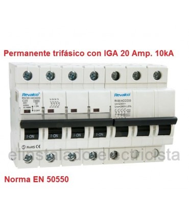 Protección contra sobretensiones Permanente trifásico IGA 20Amp. 10kA