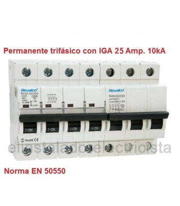 Protección contra sobretensiones Permanente trifásico IGA 25Amp. 10kA