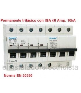 Protección contra sobretensiones Permanente trifásico IGA 40Amp. 10kA