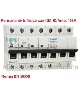 Protección contra sobretensiones Permanente trifásico IGA 63Amp. 10kA