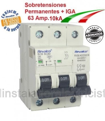 Protector Permanentes 63A 2 Polos con IGA 10KA