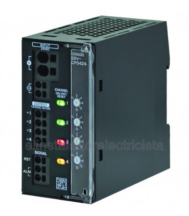 S8V-CP0424 Disyuntor electrónico, 4 canales, máx. 10A por canal, 24Vcc