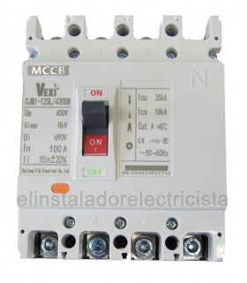 eInterruptor automáticon caja moldeada 4 Polos, 100Amp