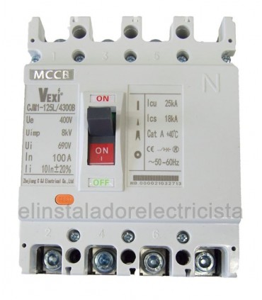 eInterruptor automáticon caja moldeada 4 Polos, 100Amp