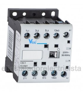 Mini contactor tripolar 9A bobina 230VAC contacto auxiliar N/C