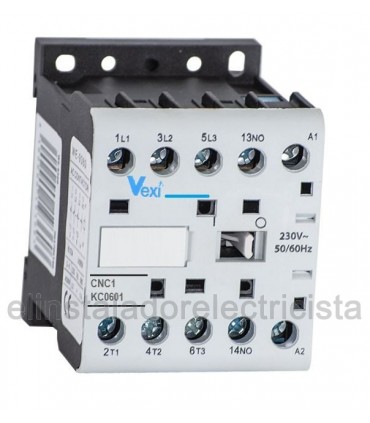 Mini contactor tripolar 9A bobina 230VAC contacto auxiliar N/C