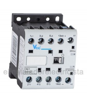 Minicontactor tripolar 9A bobina 24Vcc contacto auxiliar N/C