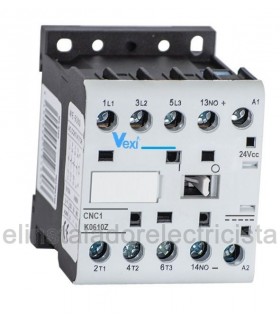 Mini contactor tripolar 6A 24Vcc contacto auxiliar N/C