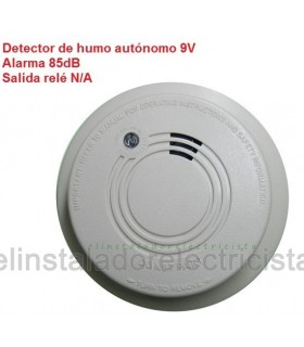 Detector de Humo con alarma acústica relé N/A pulso 4seg.