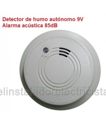 Detector óptico de humo autónomo con alarma acústica alim. pila 9v.